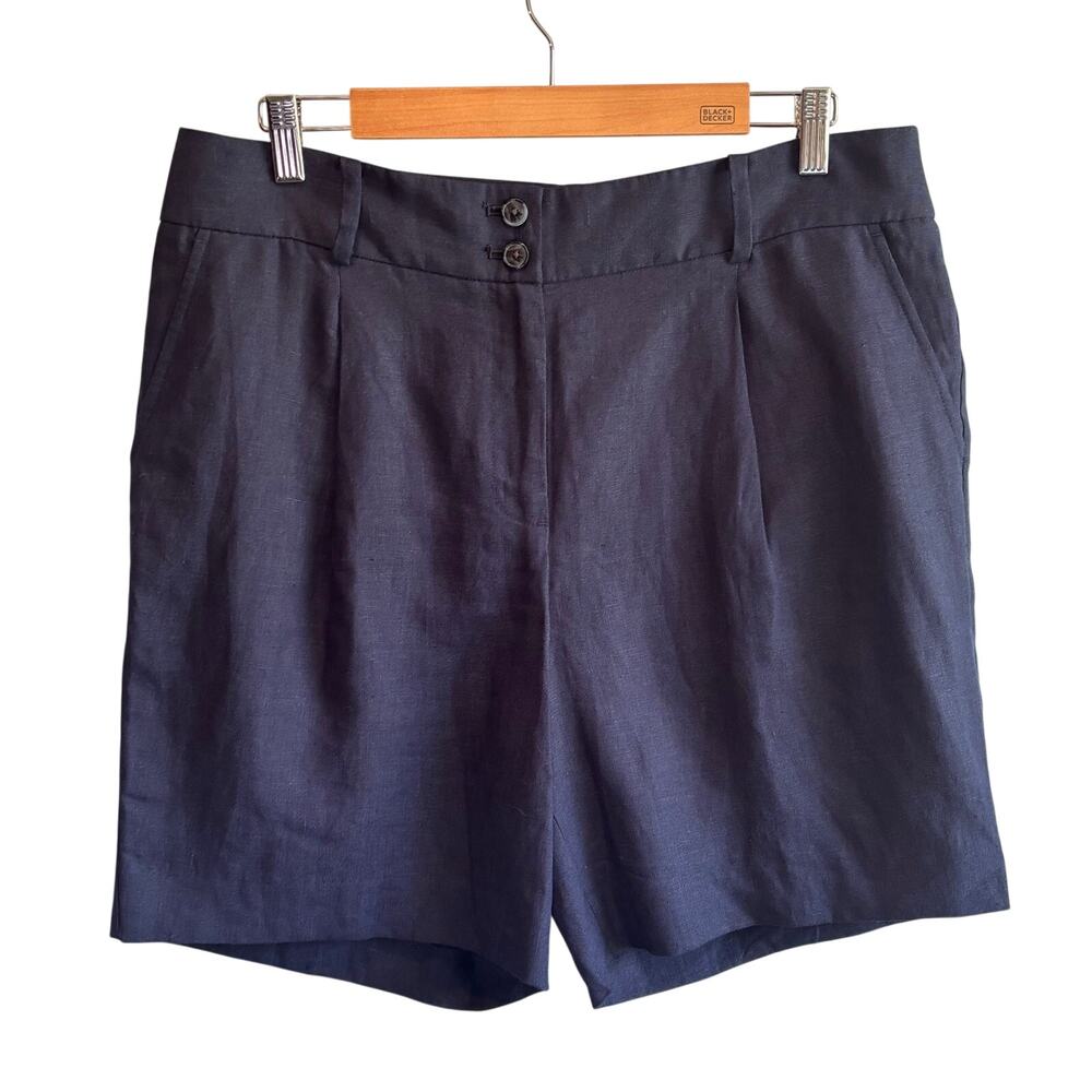 Talbots Navy Linen Shorts - size 12 Petite